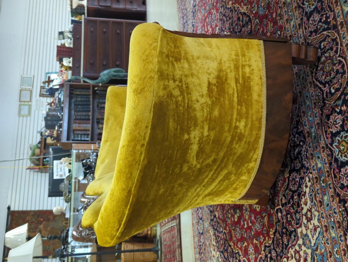 Velvet Mid-19th Century Antique Victorian Empire Sofa For Sale