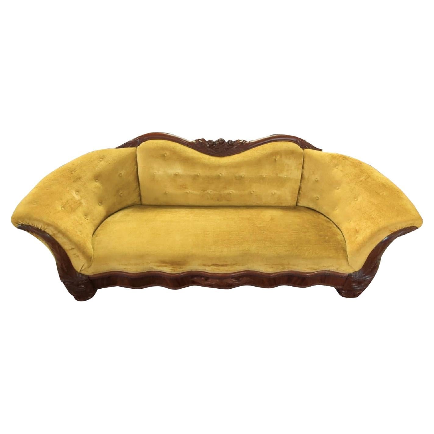 Mid-19th Century Antique Victorian Empire Sofa For Sale