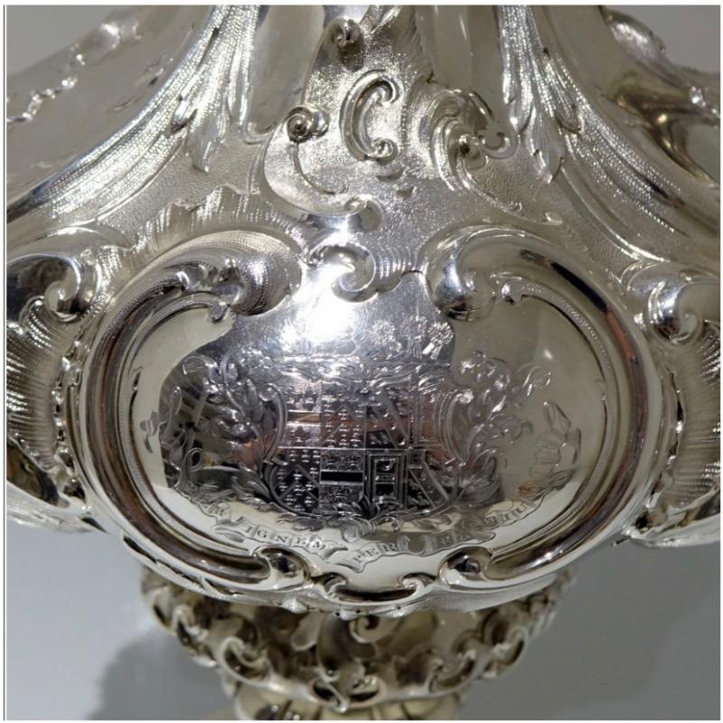 Mid 19th Century Antique Victorian Large Sterling Silver Wine Ewer London 1857 E For Sale 5