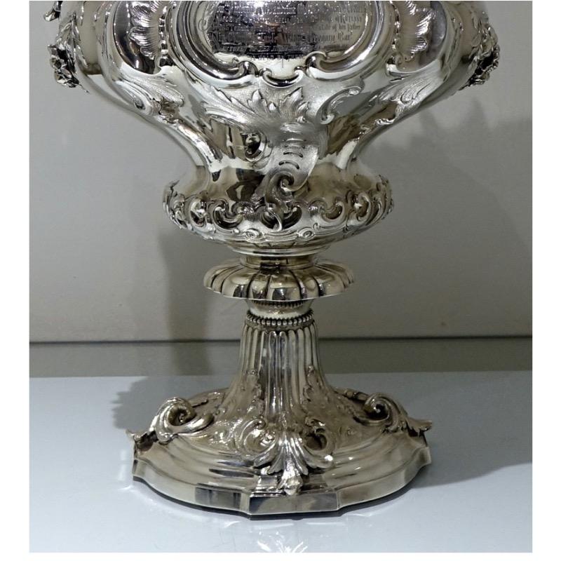 Mid 19th Century Antique Victorian Large Sterling Silver Wine Ewer London 1857 E For Sale 9