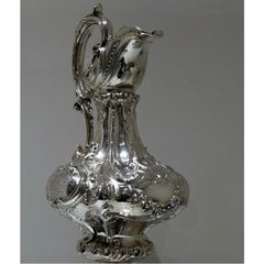 Mid 19th Century Antique Victorian Large Sterling Silver Wine Ewer London 1857 E