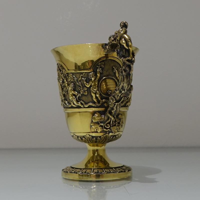 High Victorian Mid-19th Century Antique Victorian Silver Gilt Sterling Silver Christening Mug