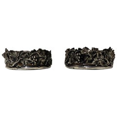 Mid-19th Century Antique Victorian Silver Plated Pair Wine Coasters, circa 1860