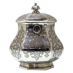 Mid-19th Century Antique Victorian Sterling Silver Tea Caddy, London, 1851