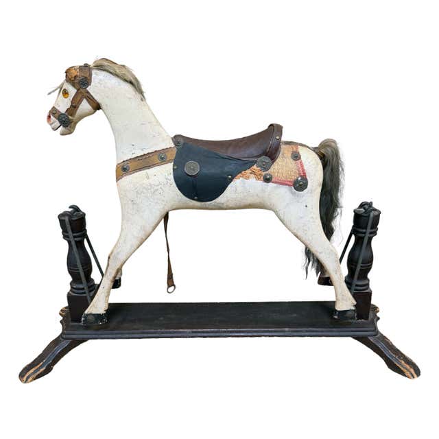 Primitive Small Rocking Horse Antique Primitive Glider Rocking Hobby Horse Rustic Carved Wood Cast ...