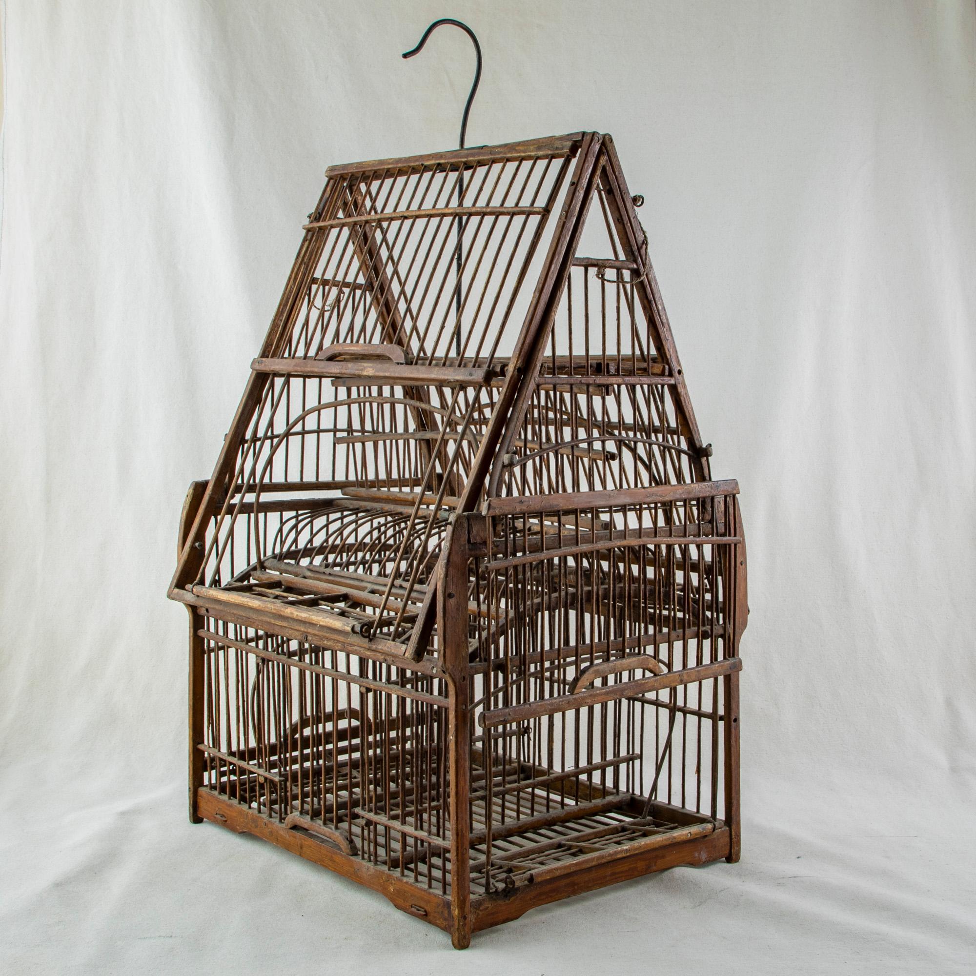 Mid-19th Century Artisan Made Chinese Bird Cage or Trap In Good Condition For Sale In Fayetteville, AR