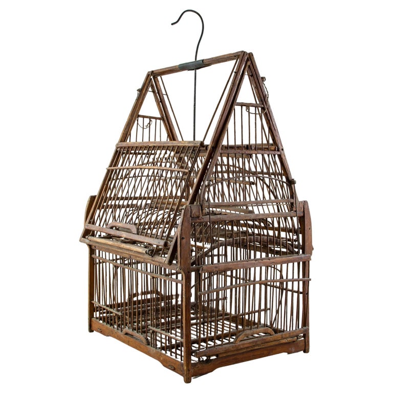 Jaula o trampa china para pájaros de mediados del siglo XIX fabricada  artesanalmente en venta en 1stDibs