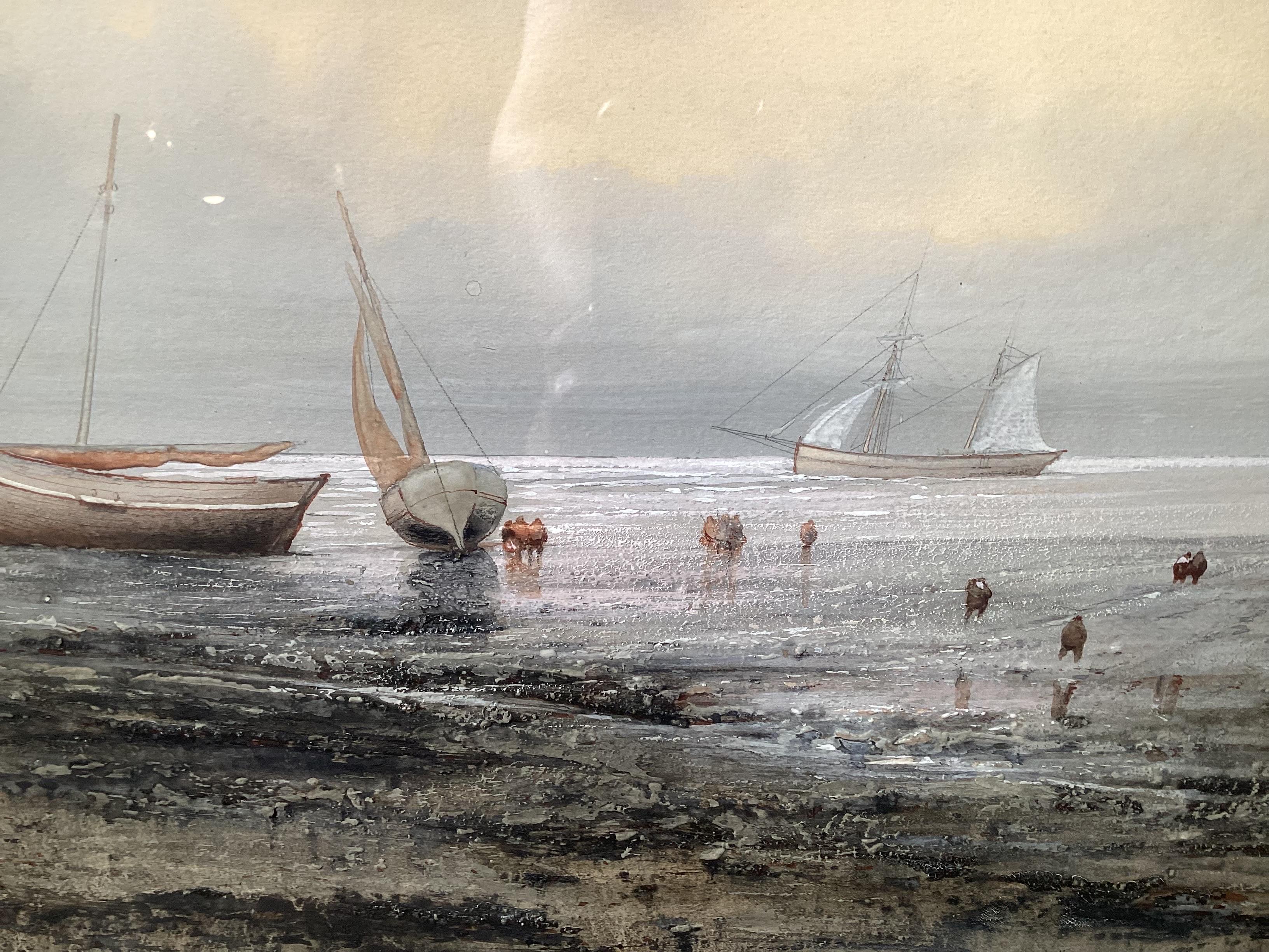 Mid 19th Century Artist Signed Framed Sea Scape Watercolor  In Good Condition For Sale In Lambertville, NJ
