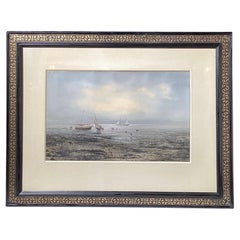 Mid 19th Century Artist Signed Framed Sea Scape Watercolor