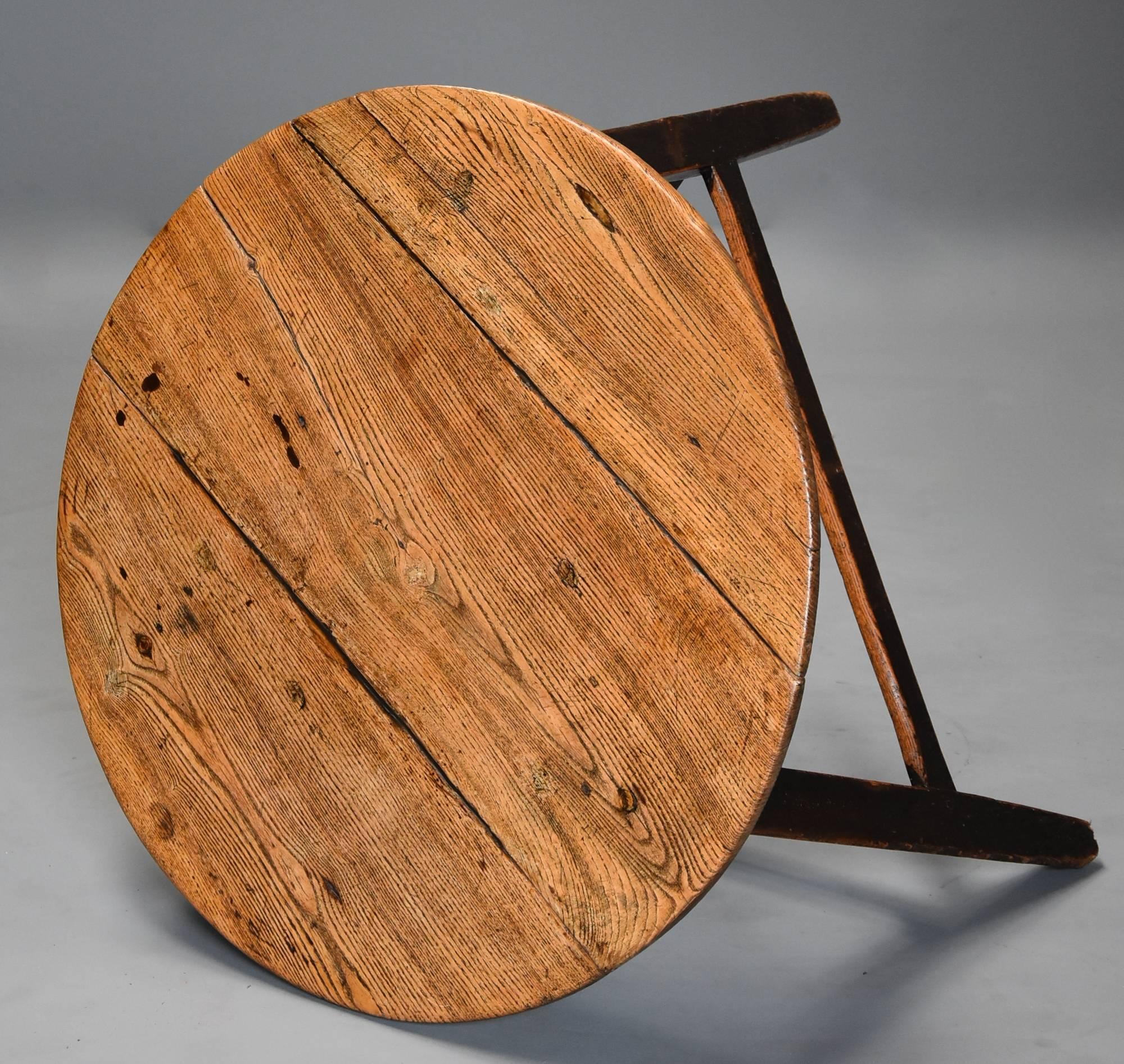 Mid-19th Century Ash Cricket Table with Original Painted Base 5