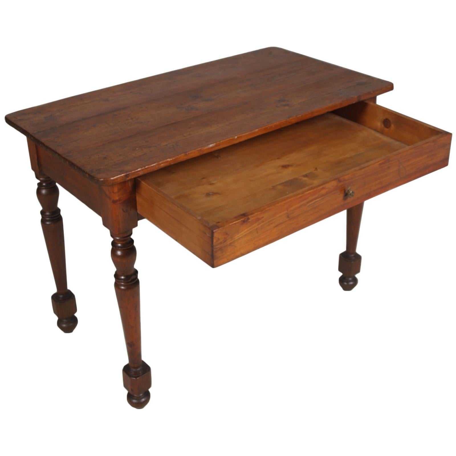 Mid-19th Century Austrian Country Tyrol Writing Table Desk, Solid Fir, Restored For Sale 2