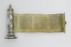 Mid-19th Century Austrian Silver Megillah Case and Esther Scroll