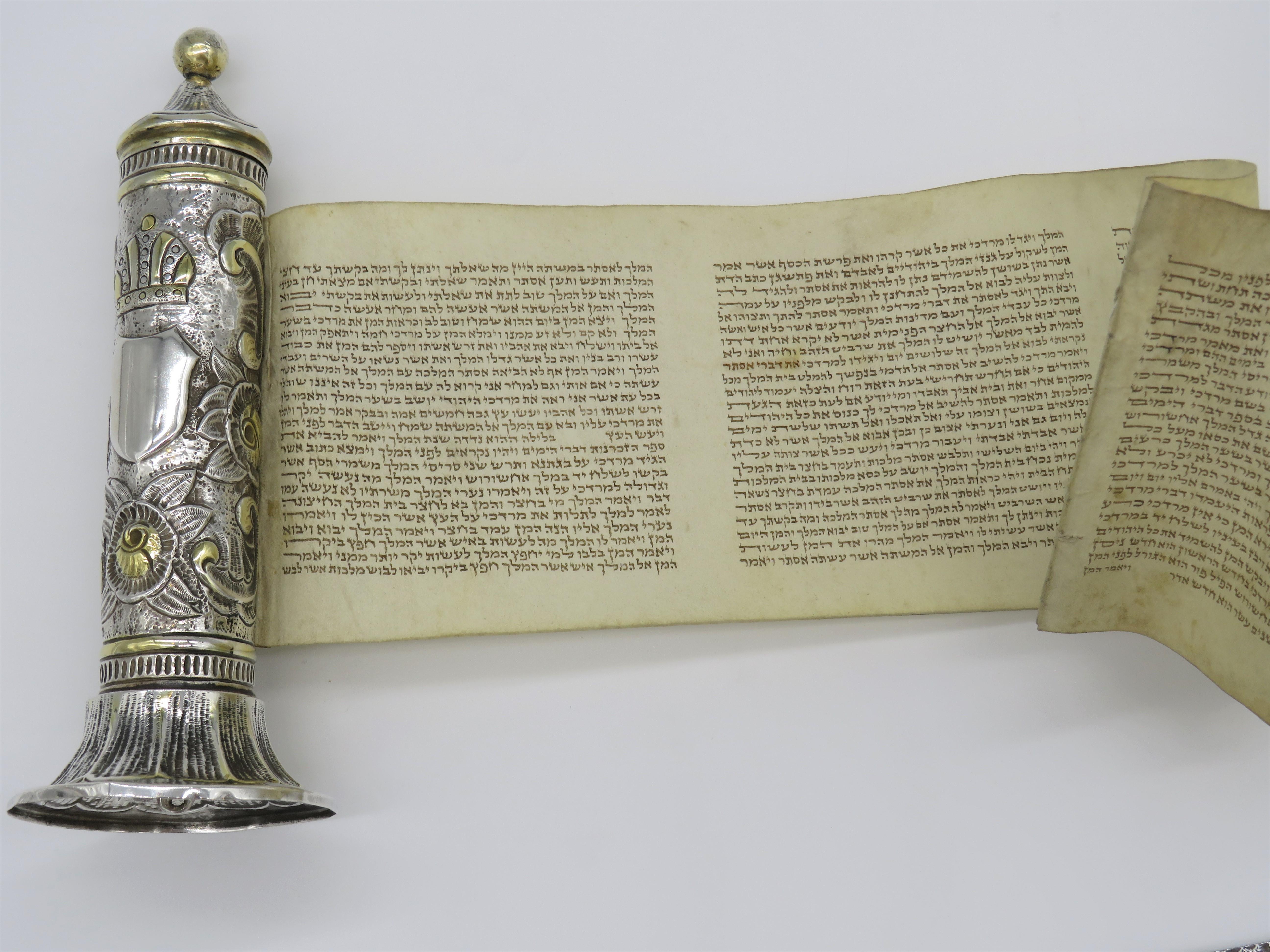 Mid-19th Century Austrian Silver Megillah Case and Esther Scroll In Good Condition In New York, NY