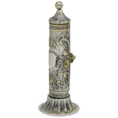 Antique Mid-19th Century Austrian Silver Megillah Case and Esther Scroll