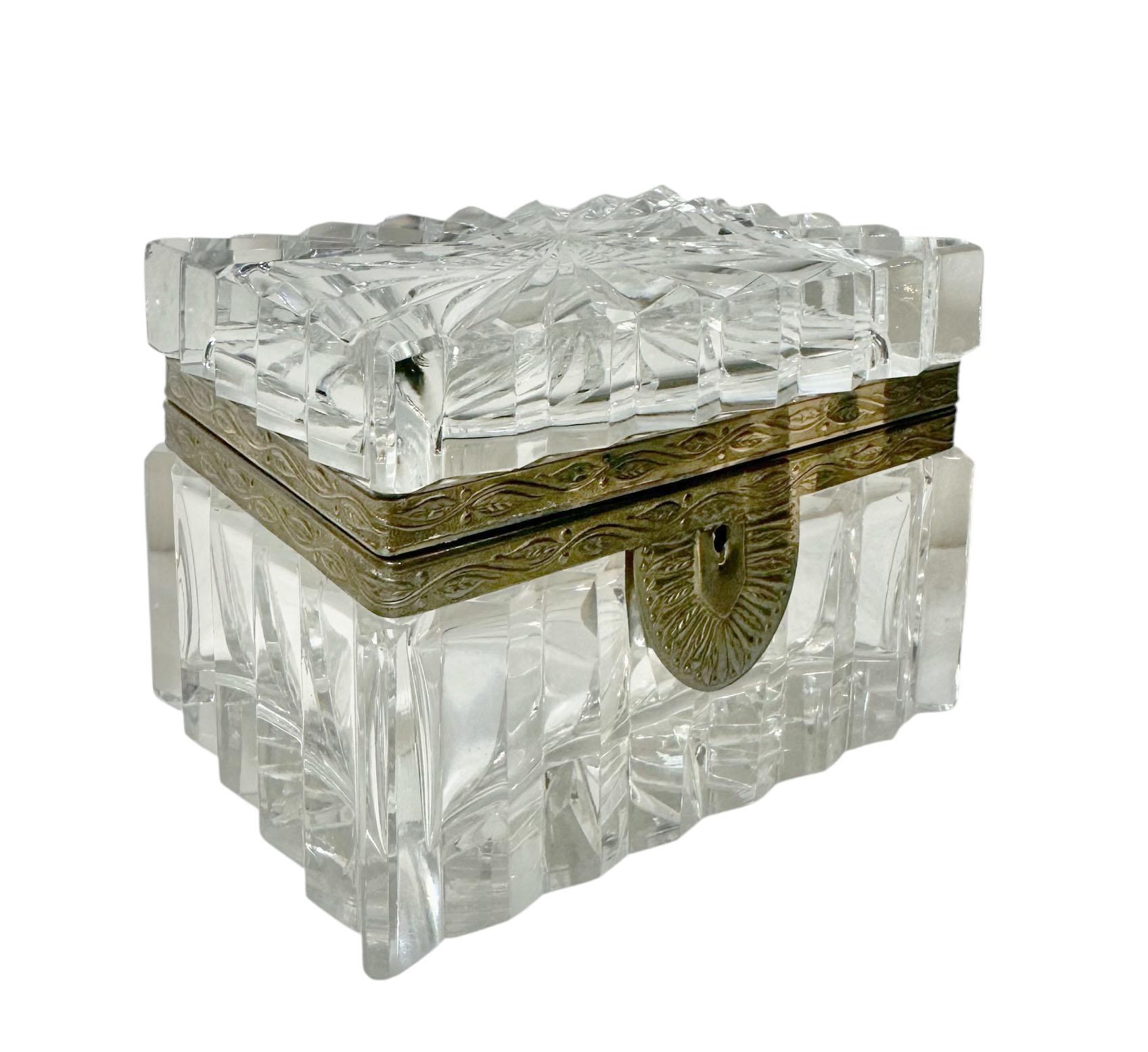 A  superb Baccarat crystal box, French, dating to the 1850s–1860s. Crafted in the Empire style, this piece features heavily cut crystal of exceptional quality, a testament to Baccarat’s renowned artistry during the period.

The box is in great