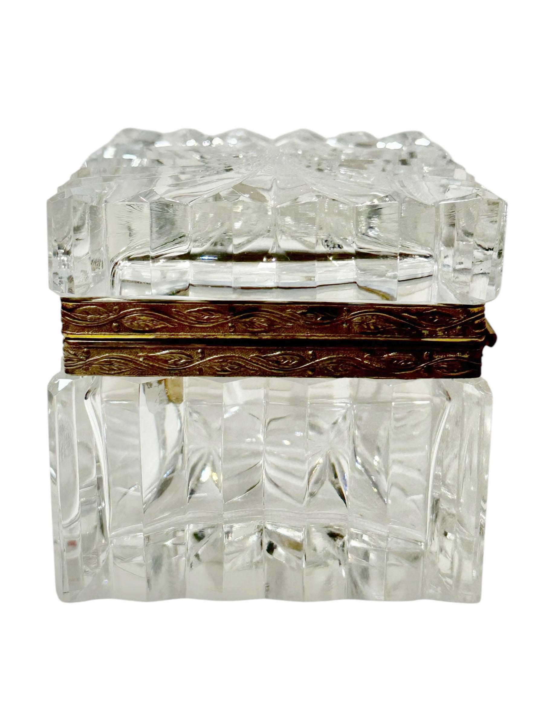 French Mid 19th Century Baccarat Crystal Box In The Empire Style For Sale