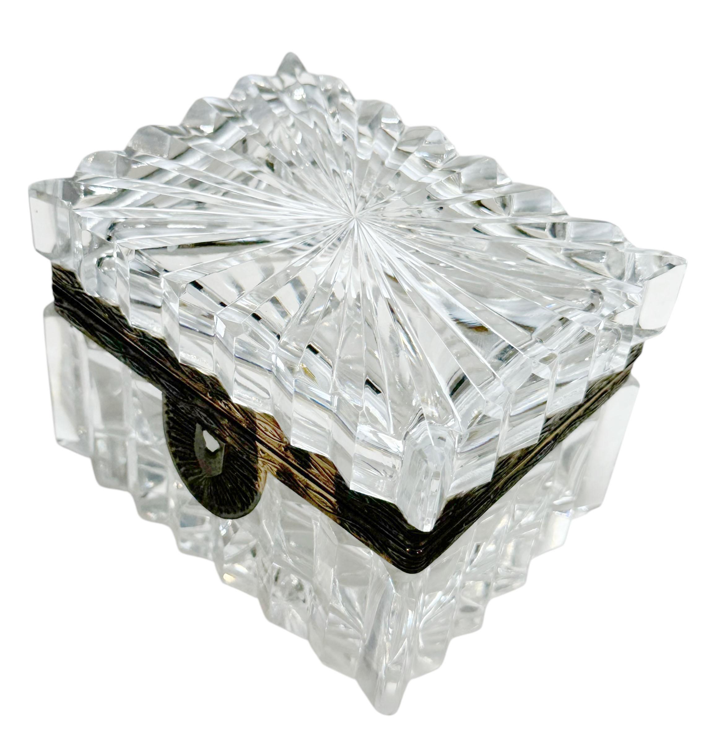 Mid 19th Century Baccarat Crystal Box In The Empire Style In Good Condition For Sale In Tampa, FL