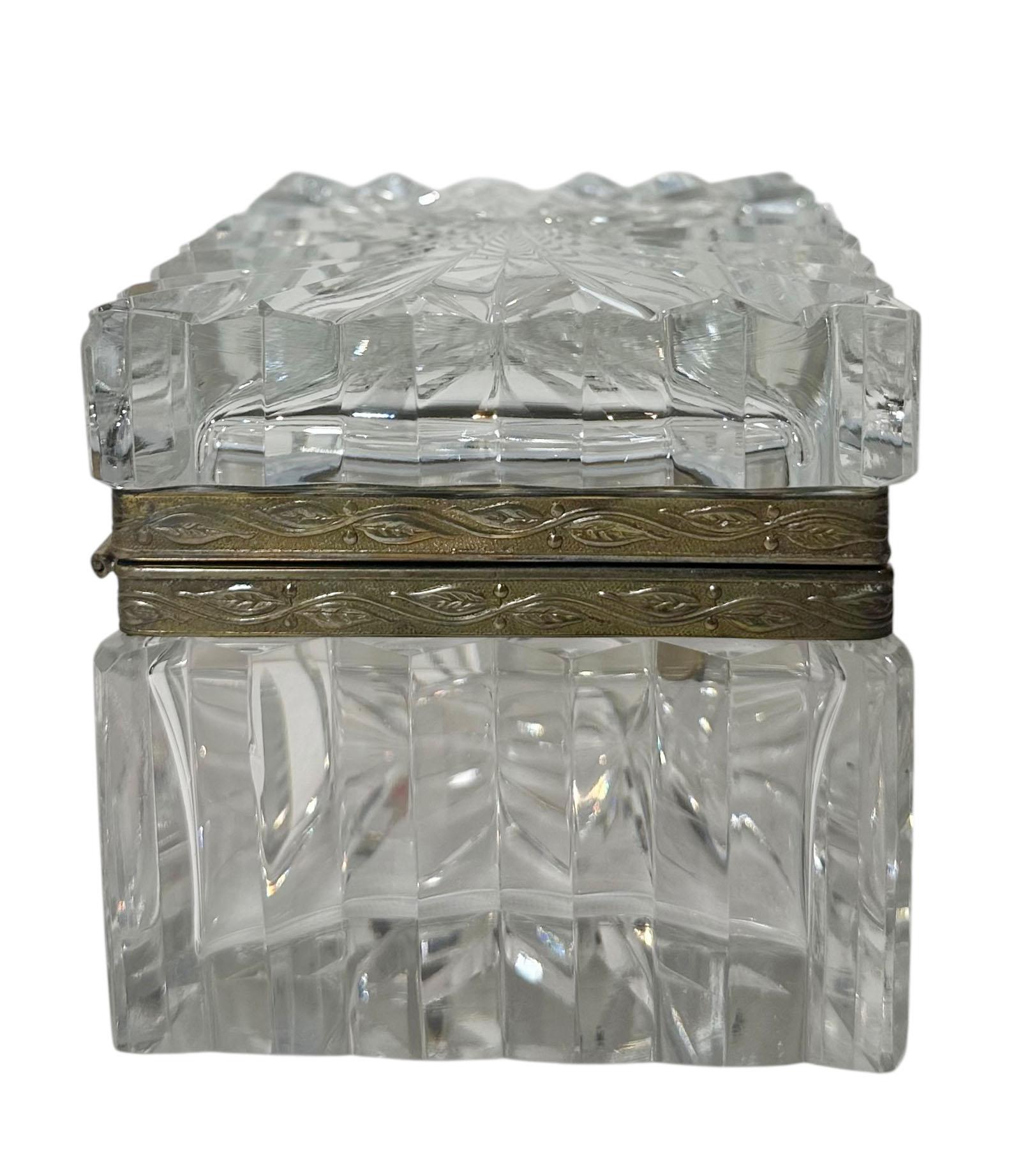 Mid-19th Century Mid 19th Century Baccarat Crystal Box In The Empire Style For Sale