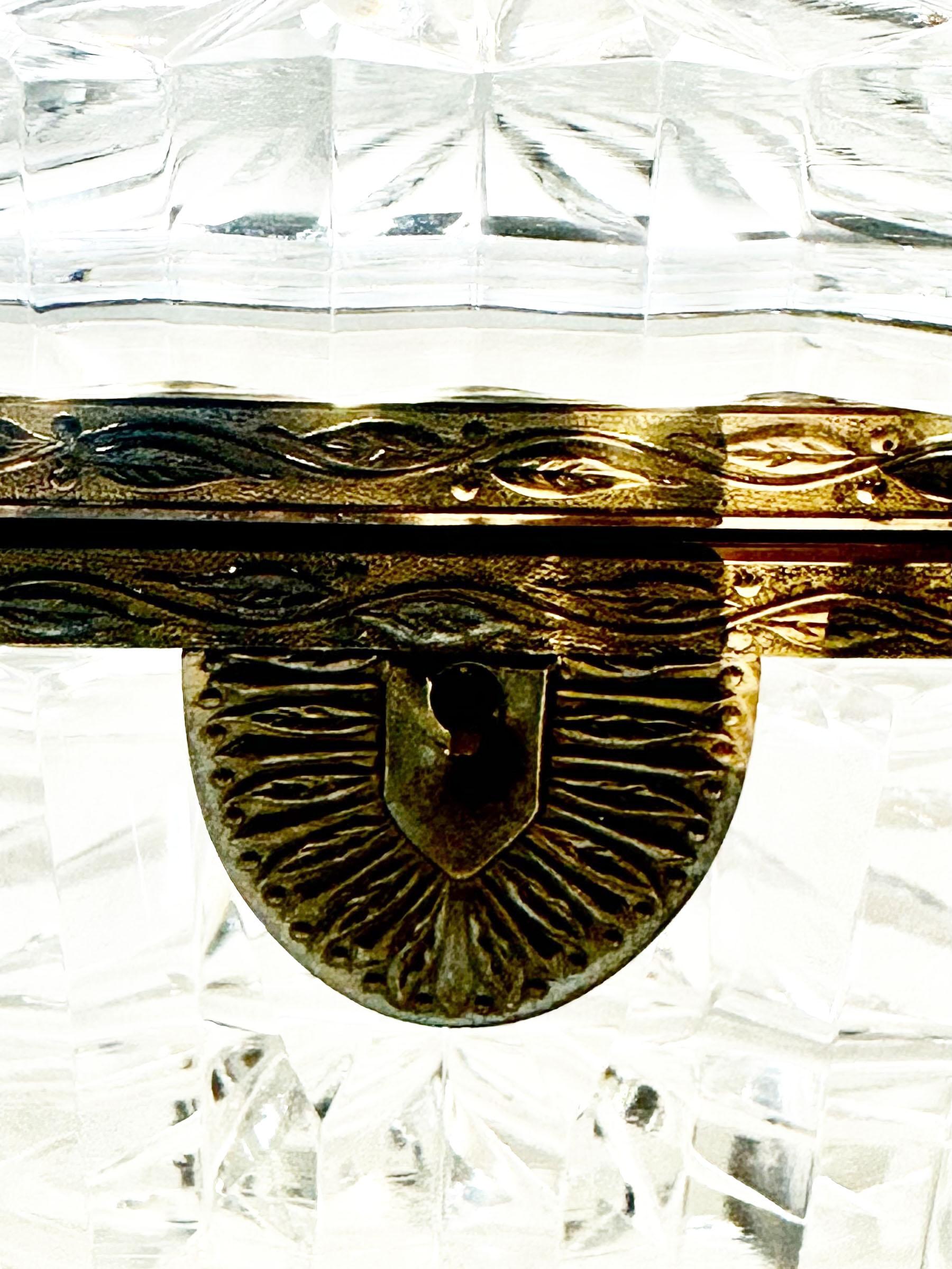 Bronze Mid 19th Century Baccarat Crystal Box In The Empire Style For Sale