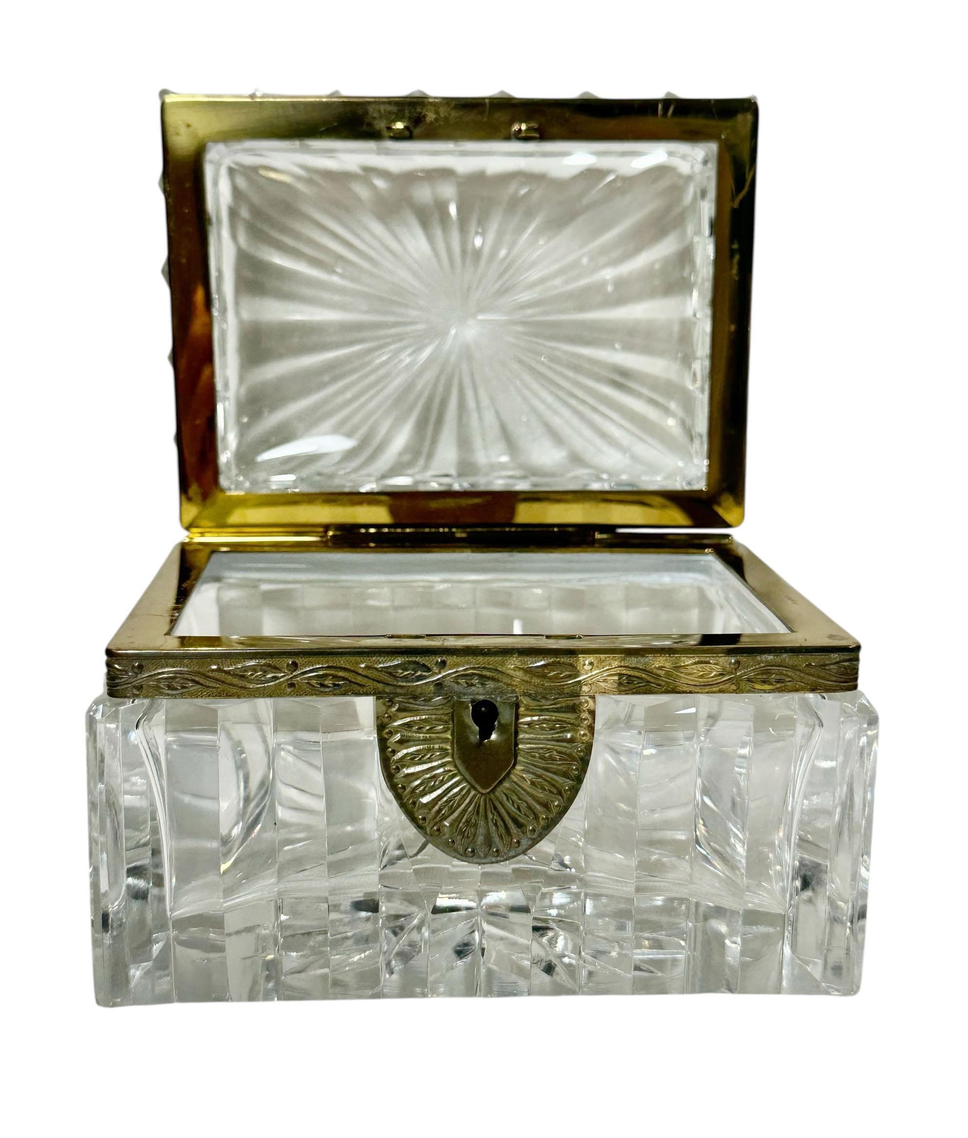 Mid 19th Century Baccarat Crystal Box In The Empire Style For Sale 2