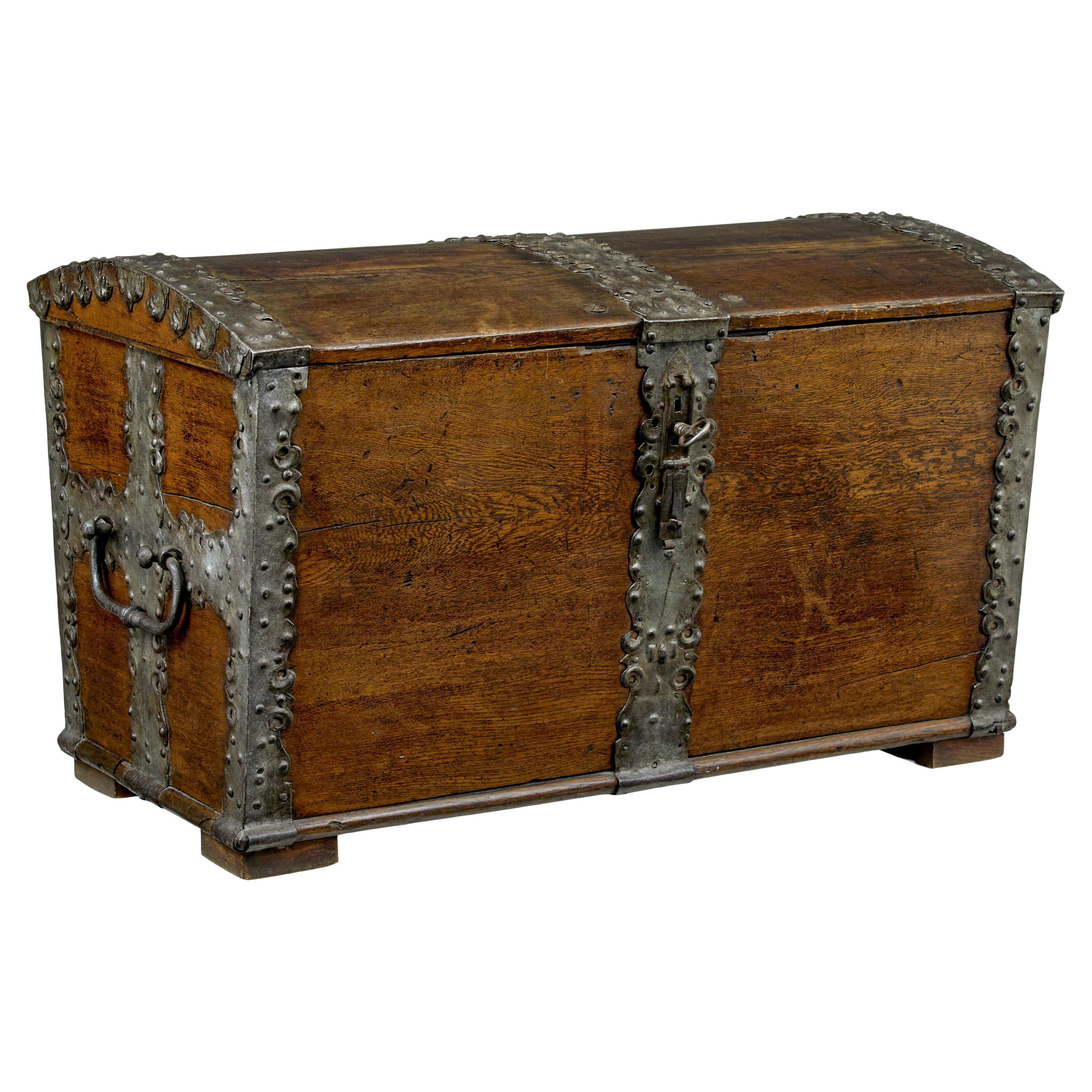 Mid 19th Century baroque revival oak dome top chest For Sale