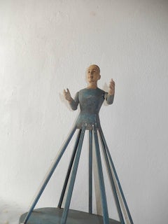 Mid-19th Century Bastidor Italian Santos Doll Wooden Caged Mannequin Madonna