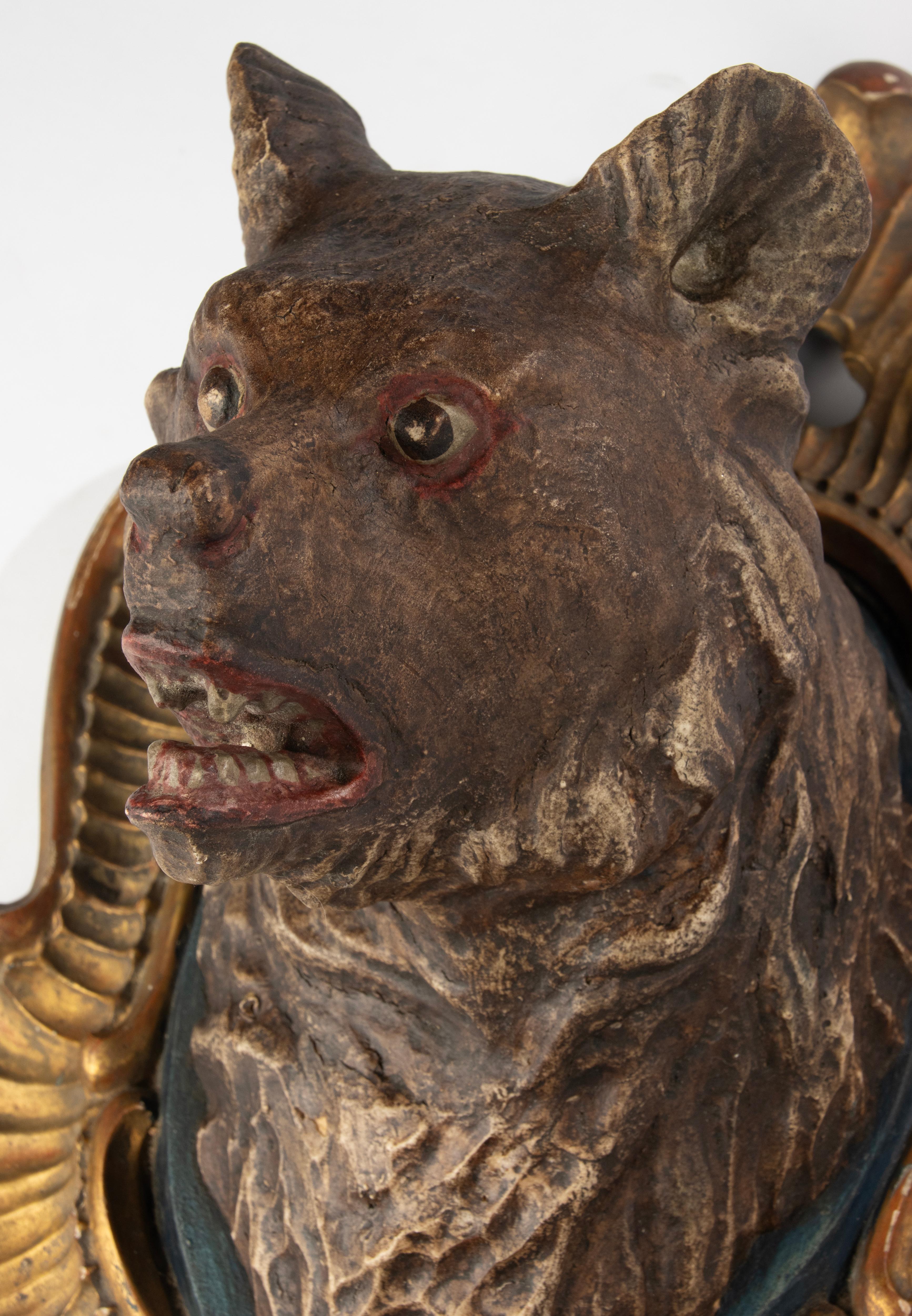 Mid 19th Century Bear Head Wall Sculpture - Black Forest - Hand Sculpted For Sale 6