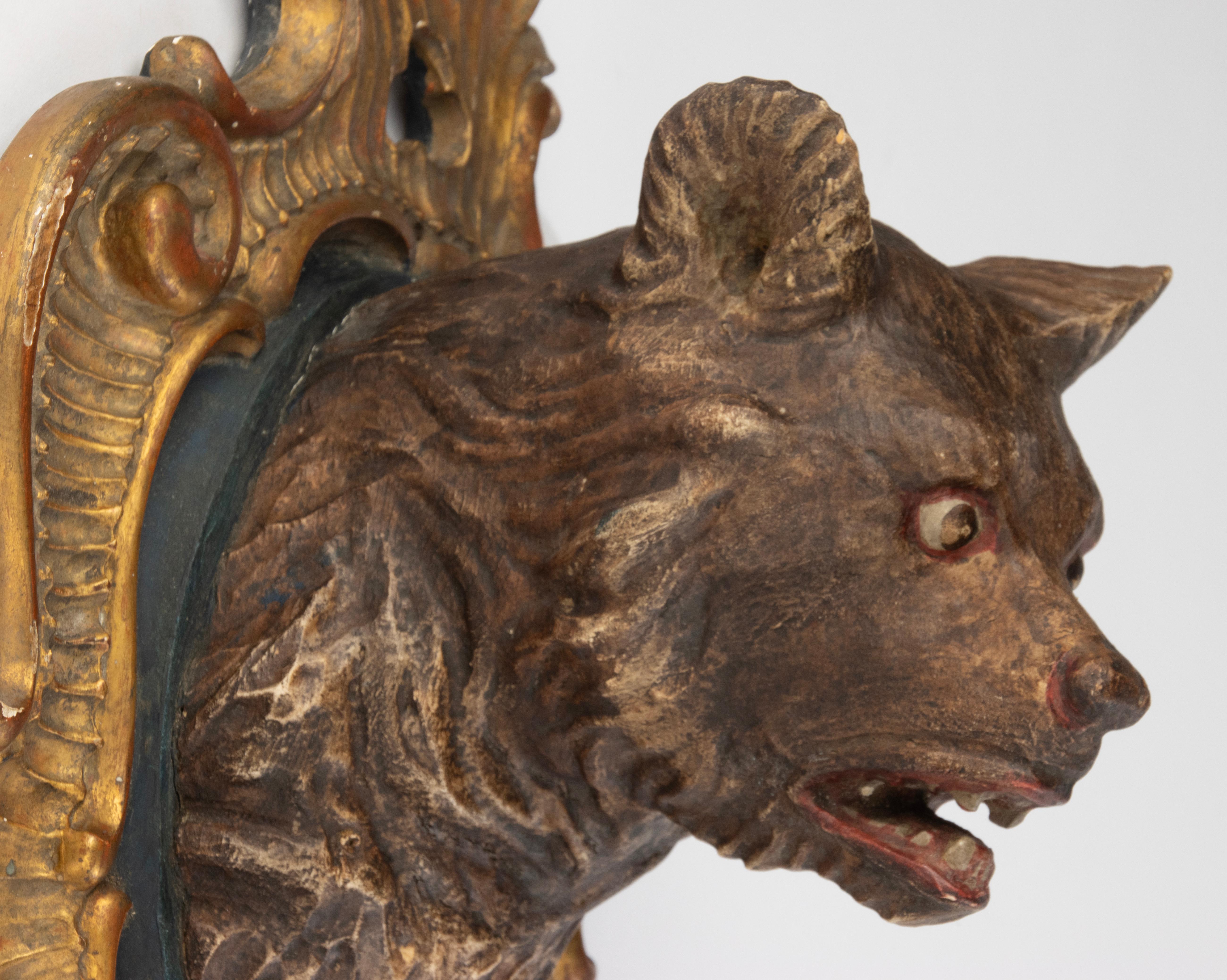 Mid 19th Century Bear Head Wall Sculpture - Black Forest - Hand Sculpted For Sale 2