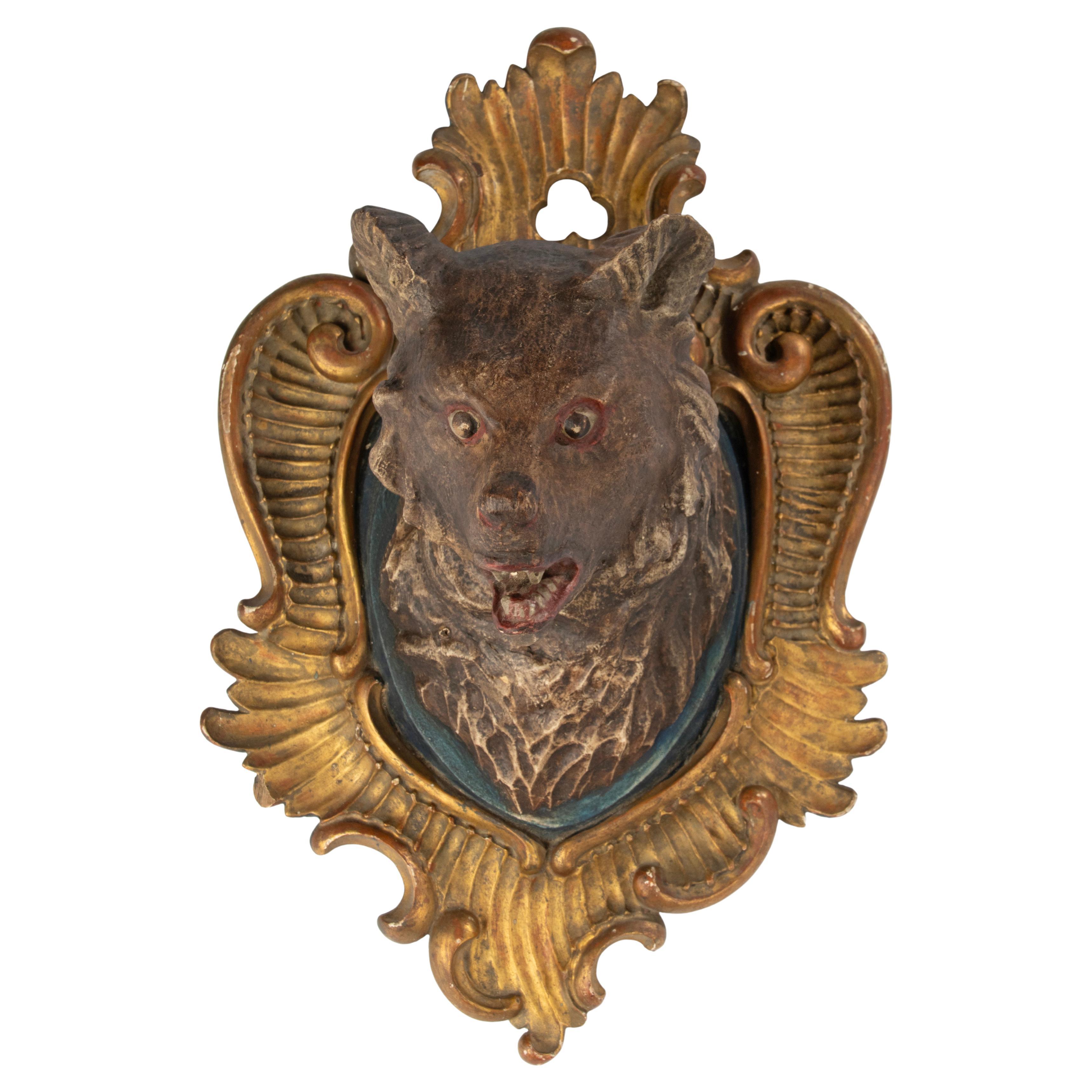 Mid 19th Century Bear Head Wall Sculpture - Black Forest - Hand Sculpted