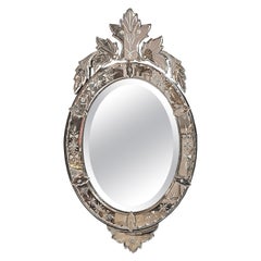 MIROIR EN CRISTAL À BORD BISEAUTÉ, MILIEU DU XIXe SIÈCLE
