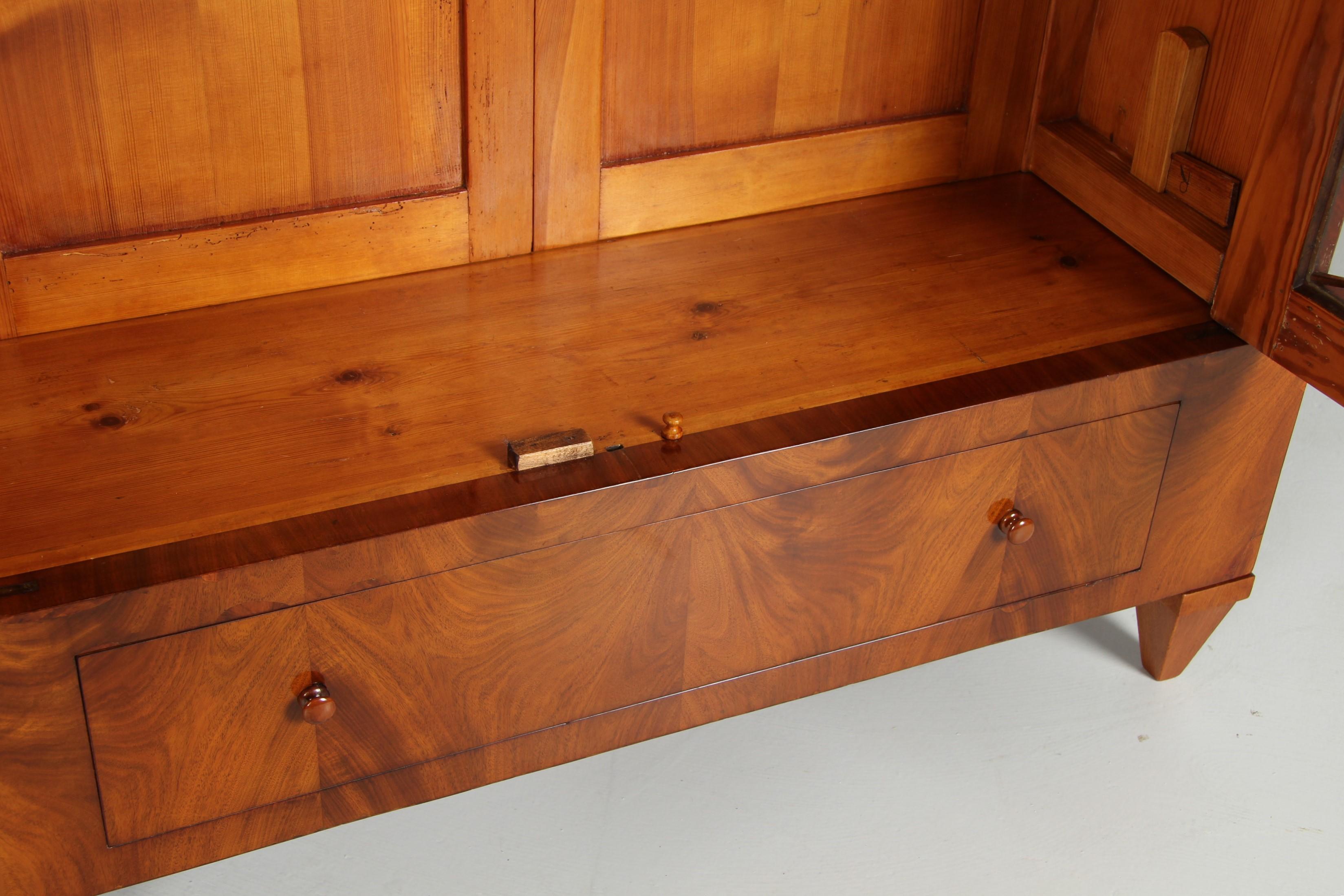 Biedermeier-Bücherregal, Vitrinenschrank, Mahagoni gebleichter Mahagoni, Mitte des 19. Jahrhunderts im Angebot 6