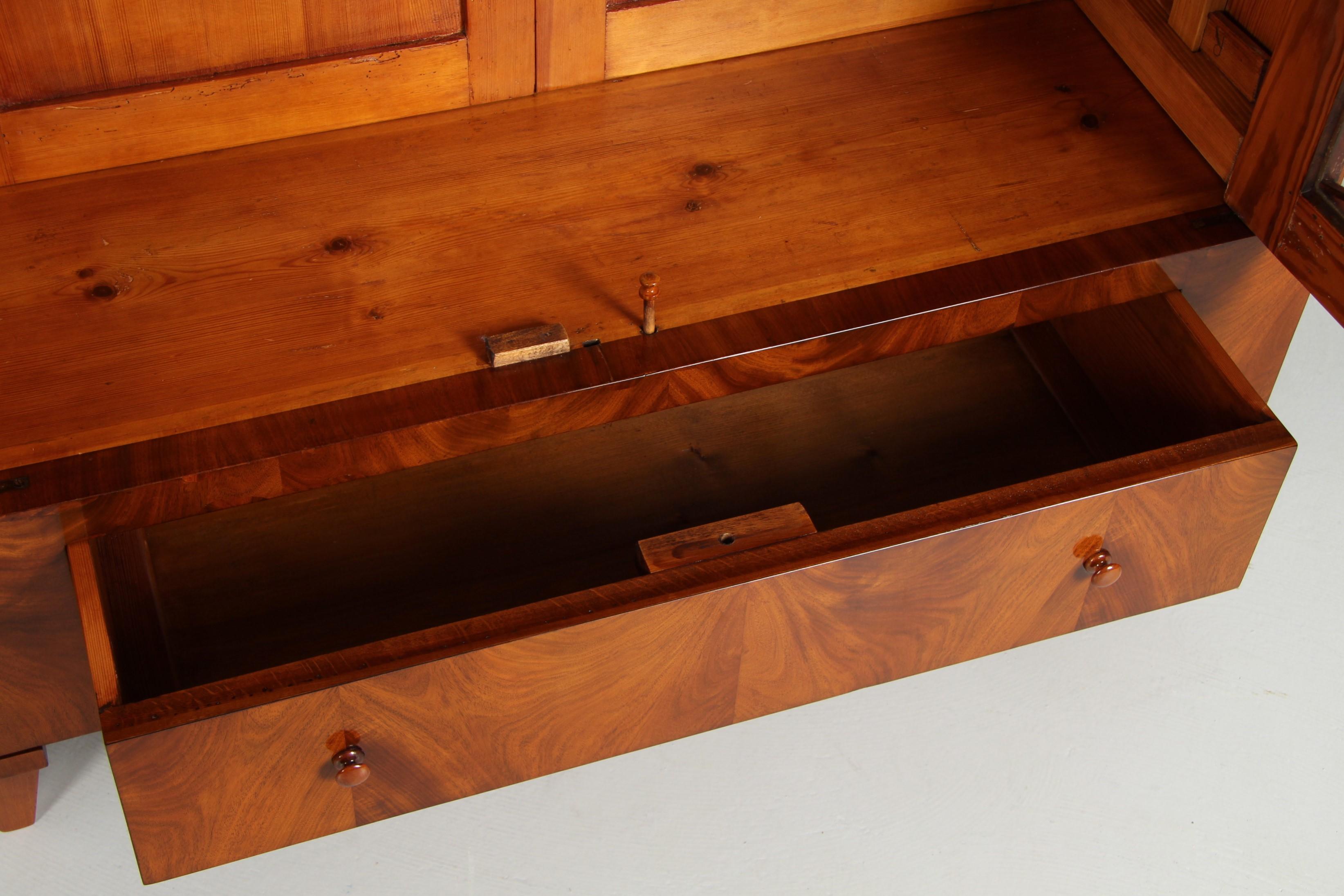 Biedermeier-Bücherregal, Vitrinenschrank, Mahagoni gebleichter Mahagoni, Mitte des 19. Jahrhunderts im Angebot 7