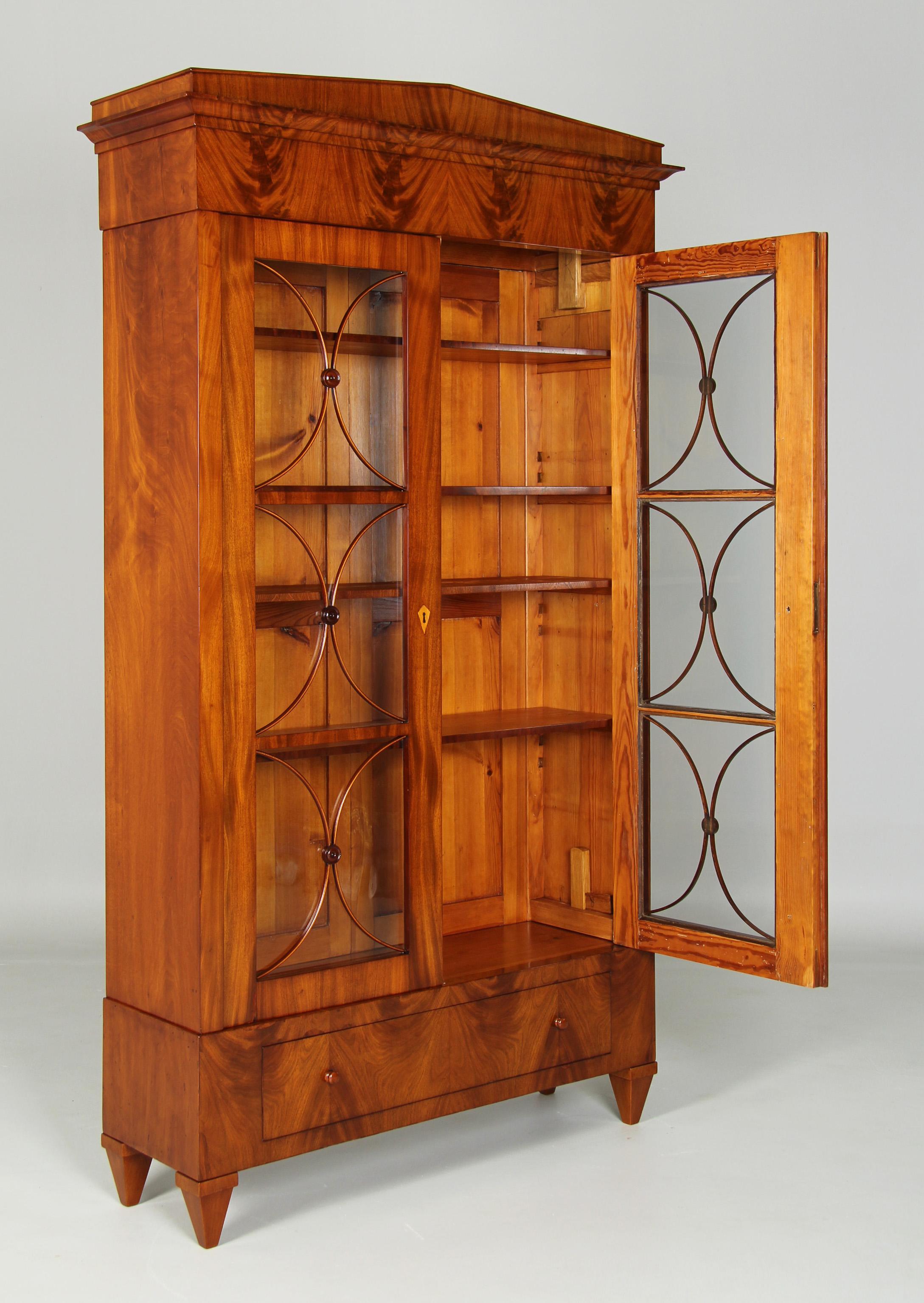 Biedermeier-Bücherregal, Vitrinenschrank, Mahagoni gebleichter Mahagoni, Mitte des 19. Jahrhunderts im Angebot 2