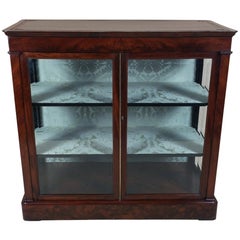 Mid-19th Century Biedermeier Flame Mahogany Two-Door Glass Cabinet