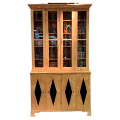 C19th Bookcase from Sweden with glazed top and decorative diamond detail to base