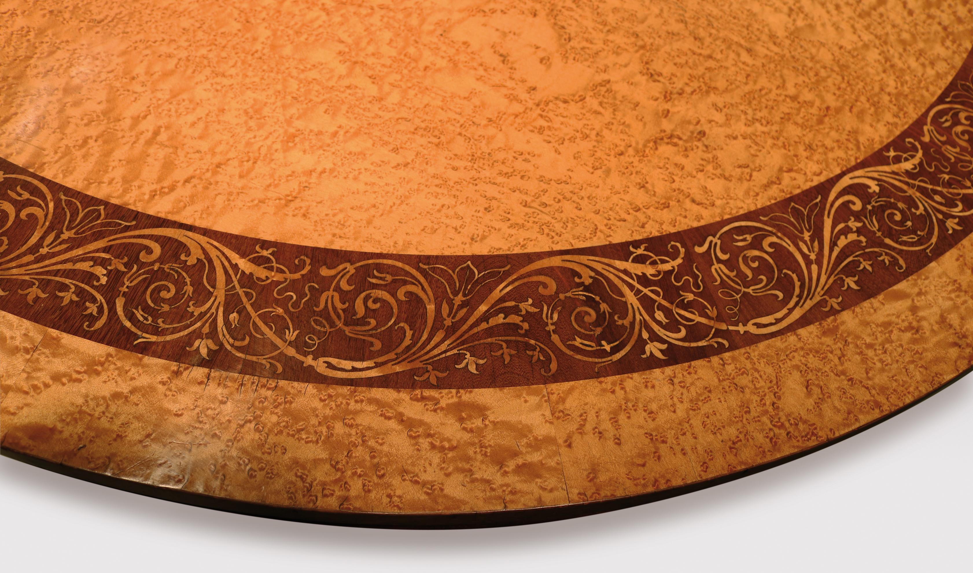 English Mid 19th Century Bird's-Eye Maple Centre Table on Bun Feet For Sale