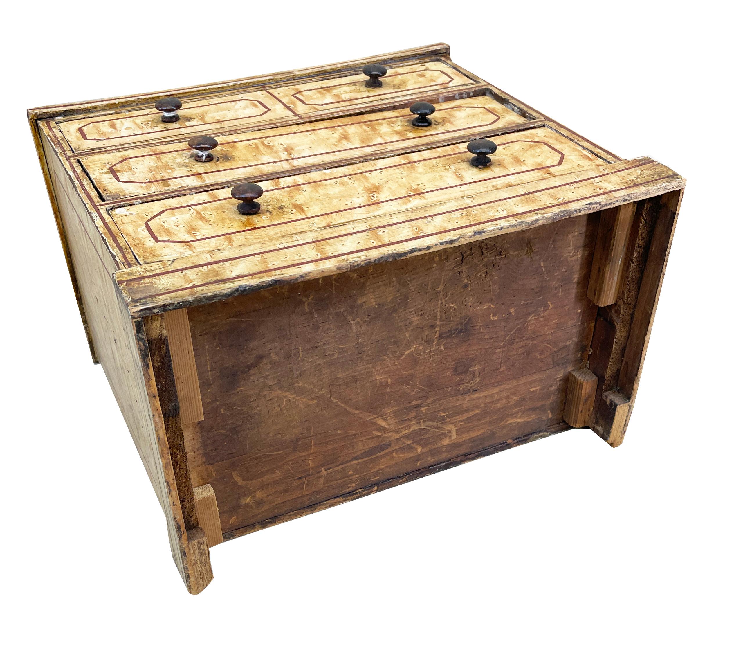 Mid-19th Century Bird's-Eye Maple Simulated Miniature Chest In Good Condition For Sale In Bedfordshire, GB