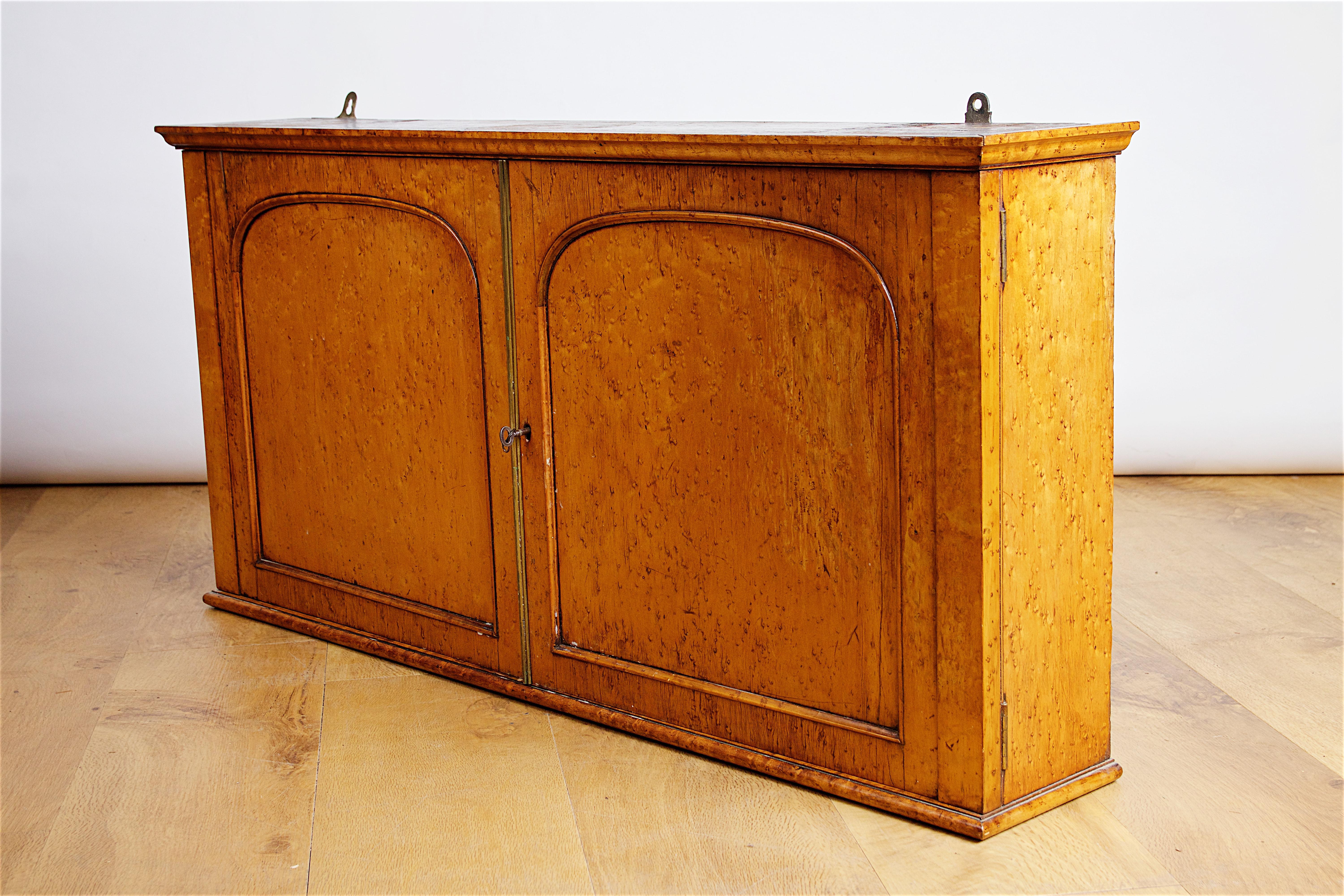 Birdseye Maple Mid-19th Century Bird's-Eye Maple Wall Mounted Cabinet For Sale