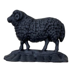 Butoir de porte en fonte noire pour bélier et mouton du milieu du 19e siècle