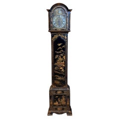 Antique Mid 19th Century Black Chinoiserie Clock