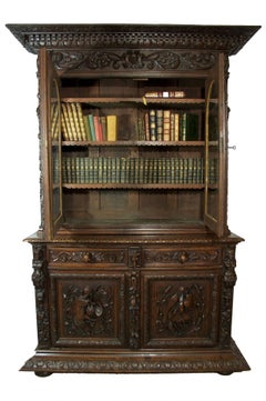Mid-19th Century Black Forest Carved Oak Bookcase