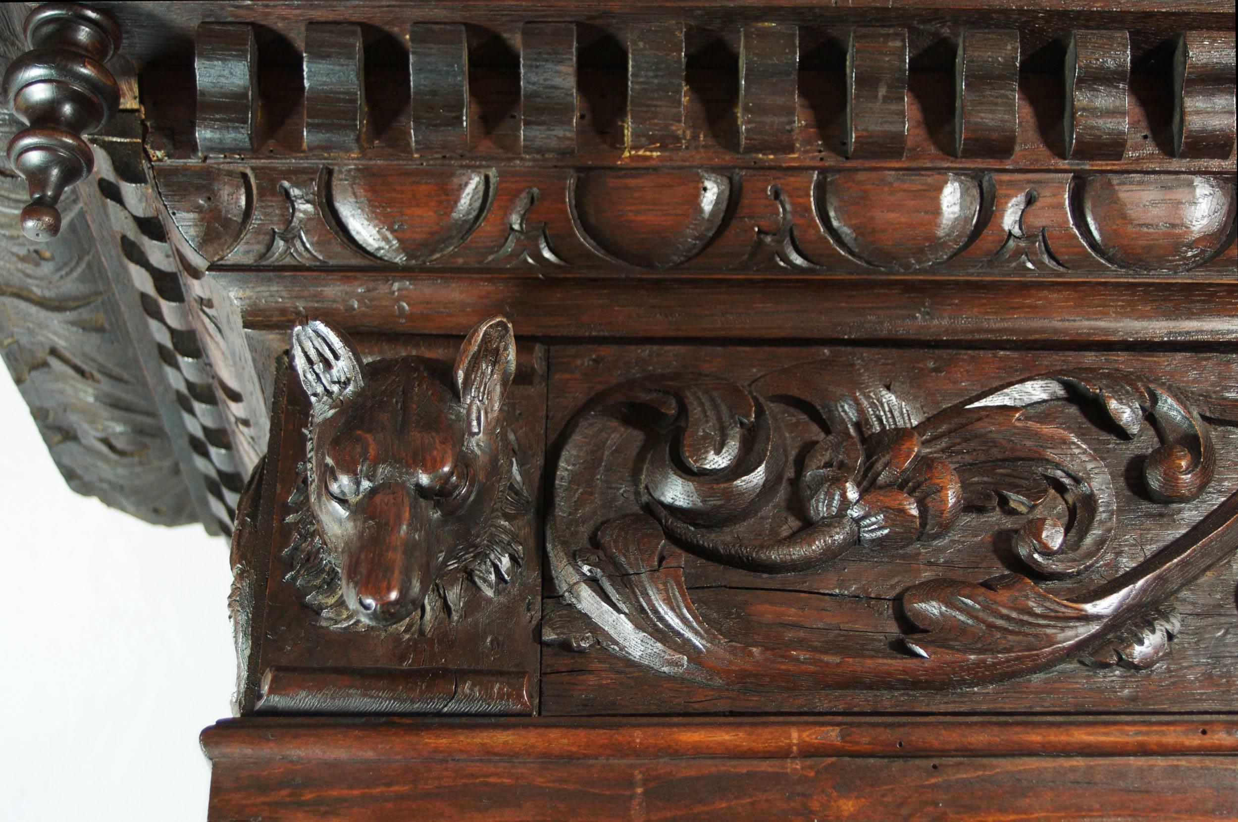 Mid-19th Century Black Forest Carved Oak Bookcase 1