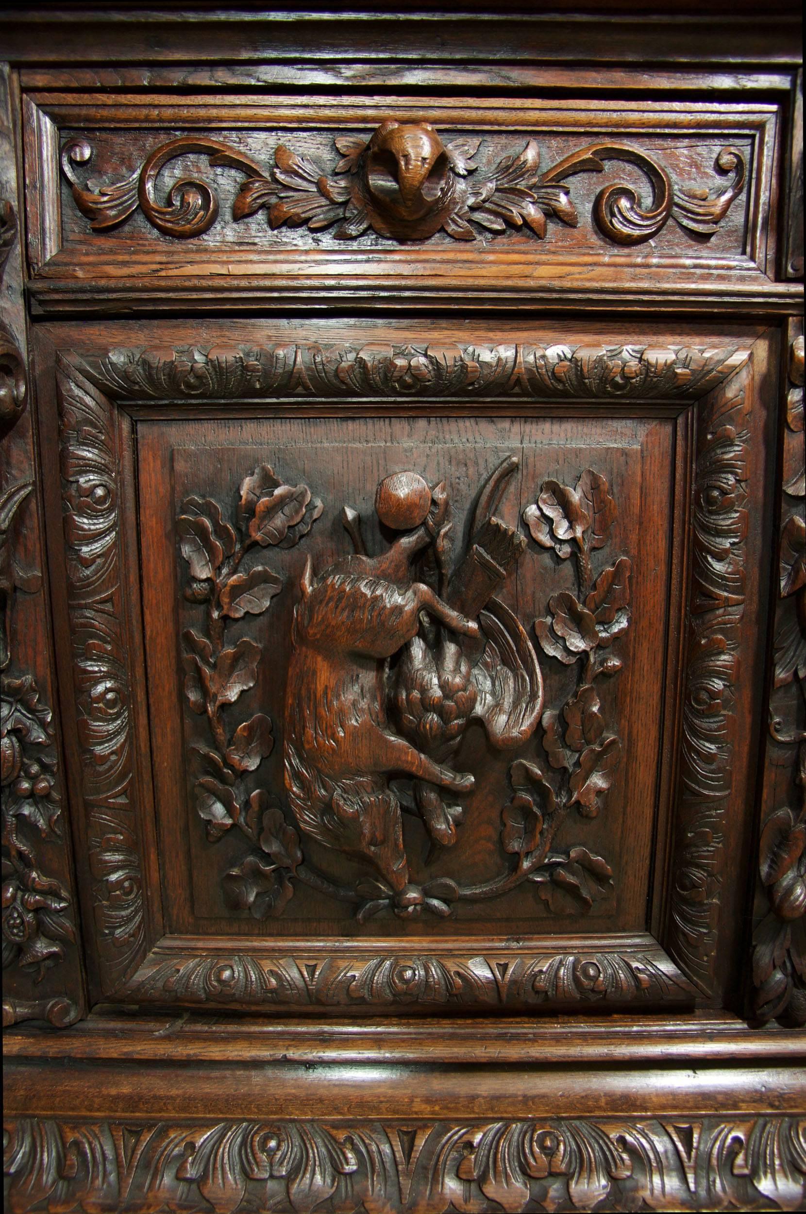 Mid-19th Century Black Forest Carved Oak Bookcase 2