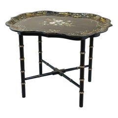 Mid 19th Century Black Papier Mache Tray On Stand