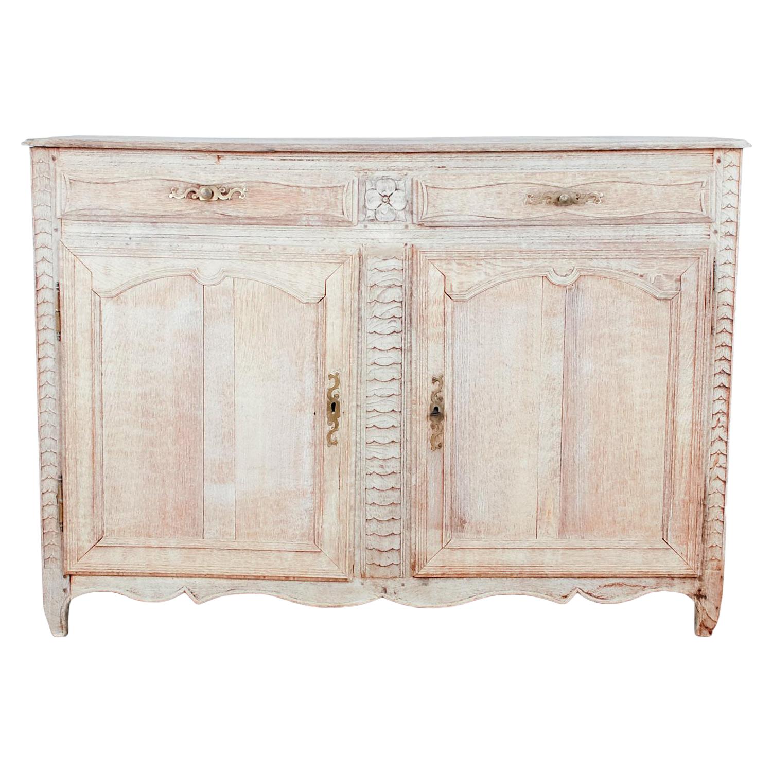 Mid-19th Century Bleached Oak Buffet Cabinet