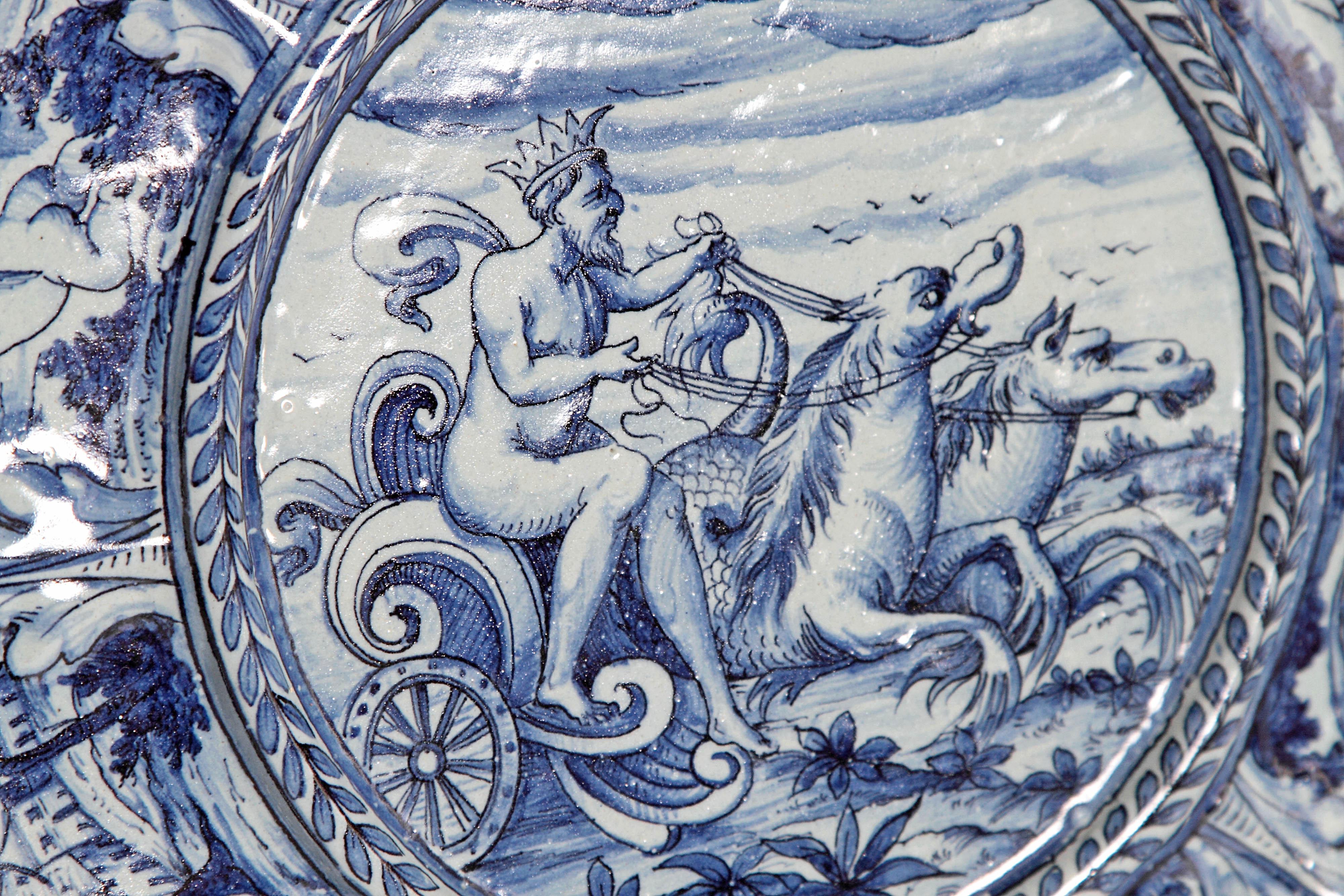 Mid-19th Century Blue and White Delft Italian Charger 4