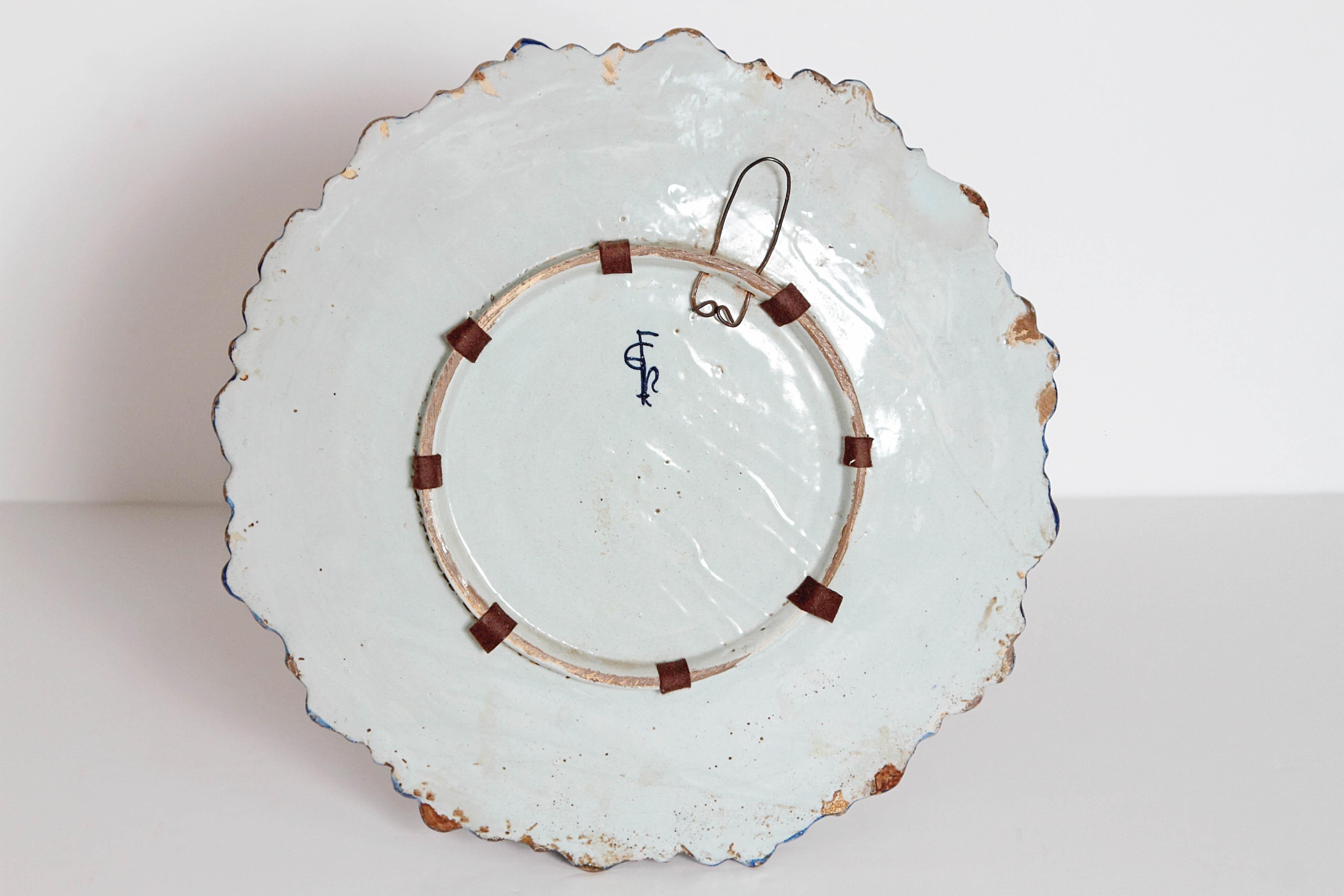 Mid-19th Century Blue and White Delft Italian Charger 5