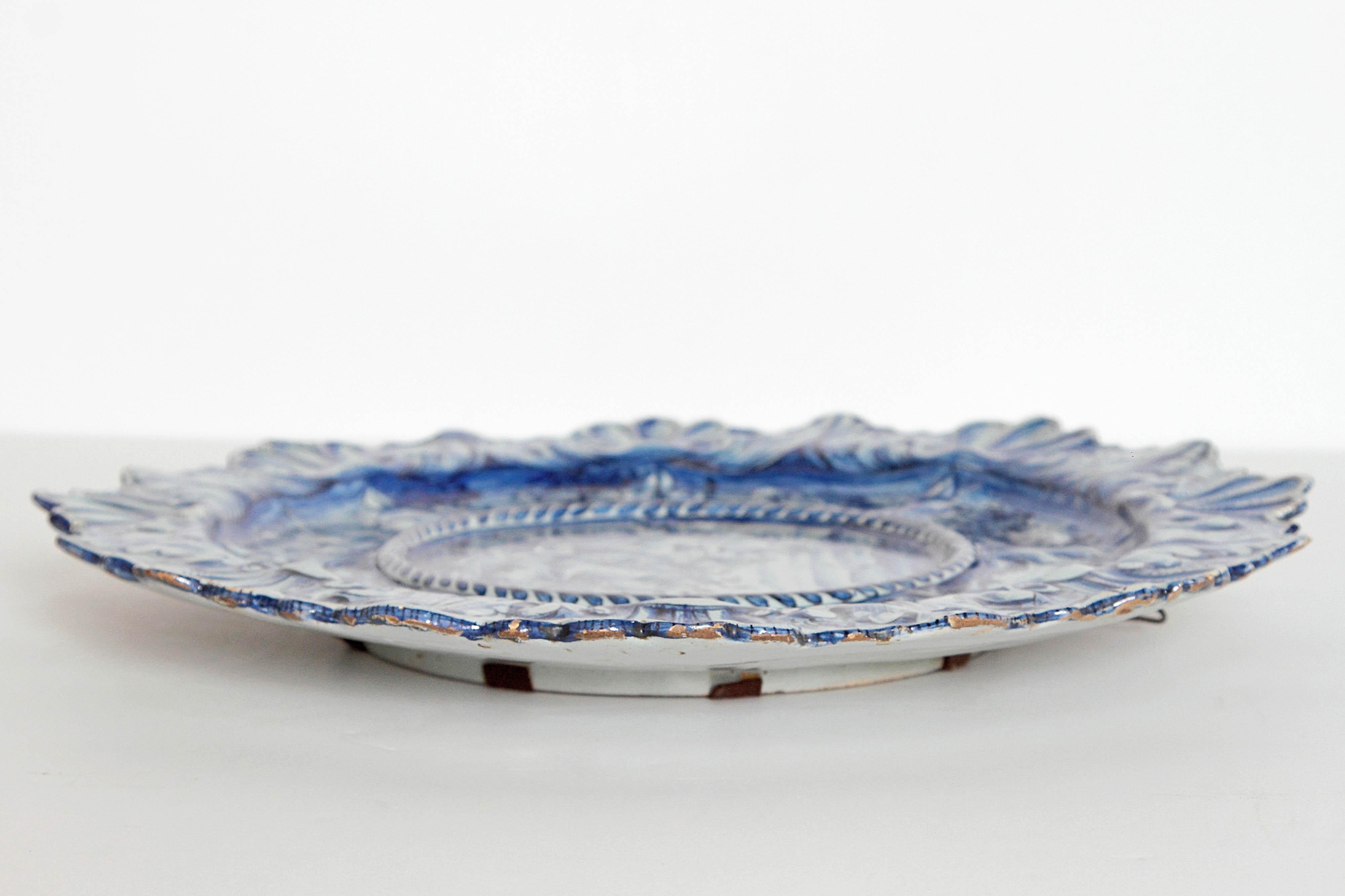 Mid-19th Century Blue and White Delft Italian Charger 6