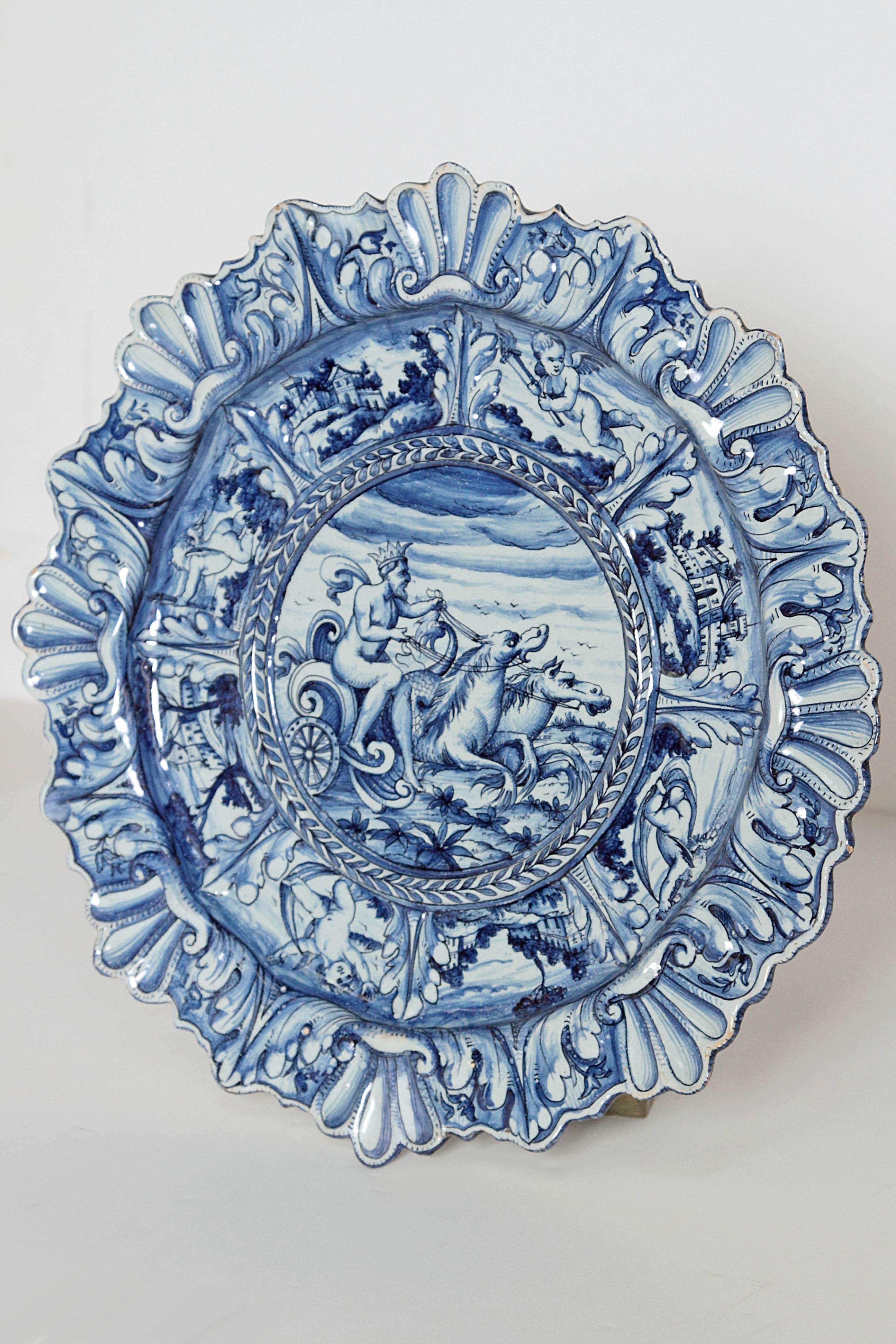 Mid-19th Century Blue and White Delft Italian Charger 2