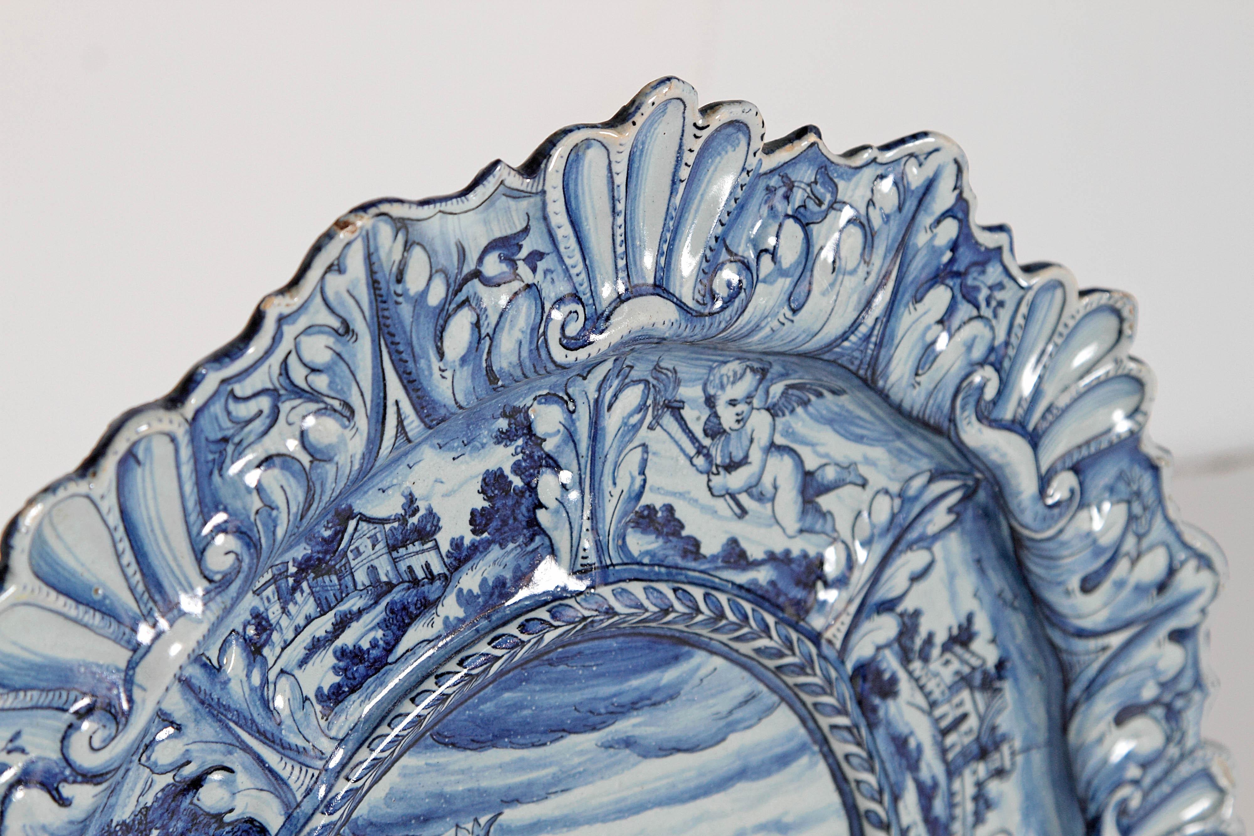 Mid-19th Century Blue and White Delft Italian Charger 3